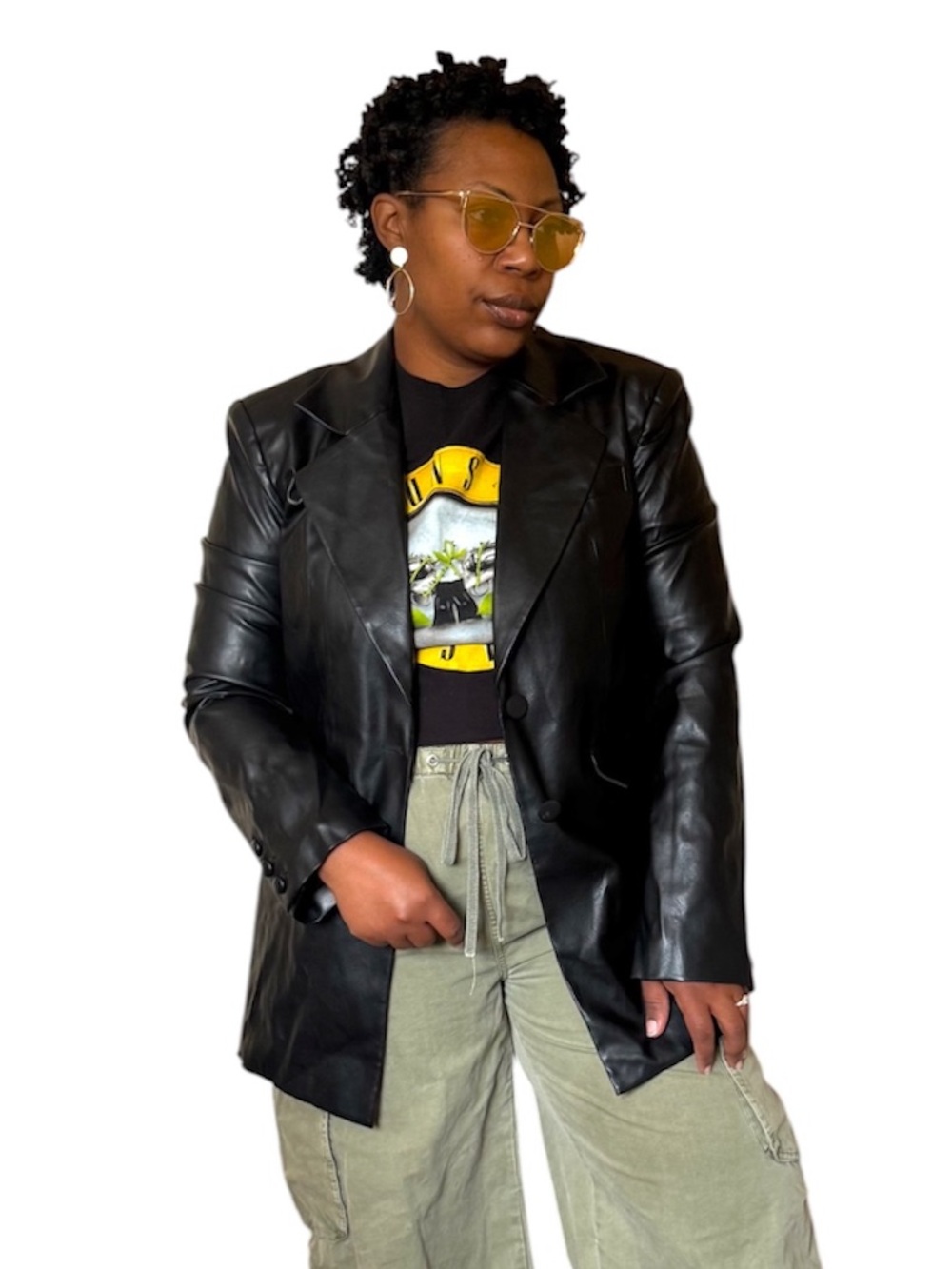 Naked Wardrobe Blazer Vegan Faux Leather Boyfriend Fit